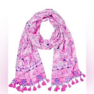 NWT Lilly Pulitzer Prosecco Pink Purple Lilac You A Lot Tassel Resort Scarf